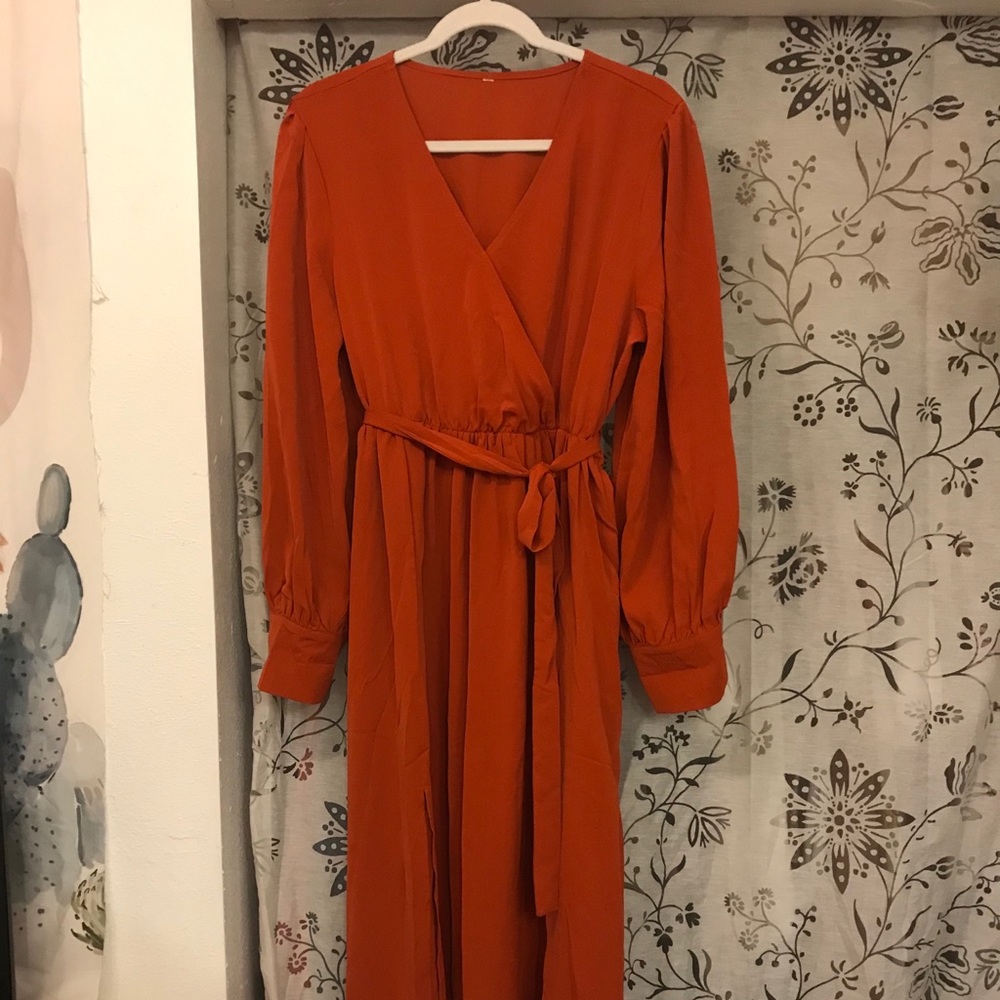 Burnt orange floor length dress